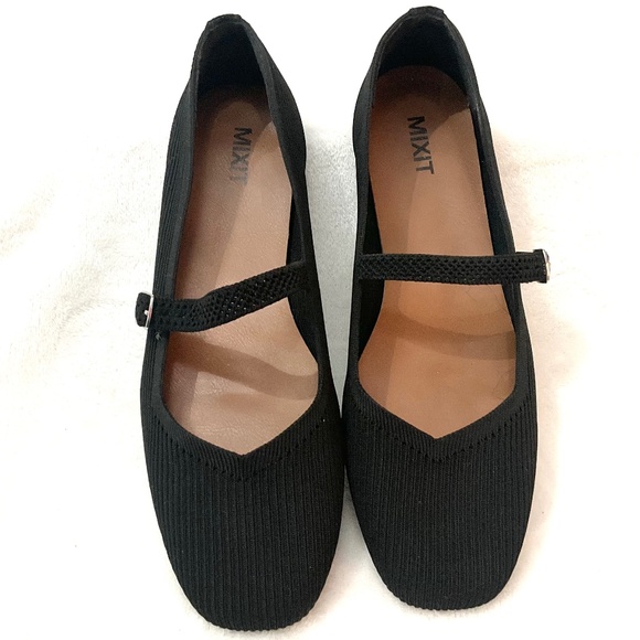 BLACK MIXIT MARY JANE SQUARE TOE BUCKLED SLIP ON BALLET SHOES SIZE 8M - Picture 3 of 14